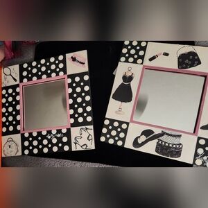 Chic Polka Dot Wall Mirror Set - Black, White, Pink
